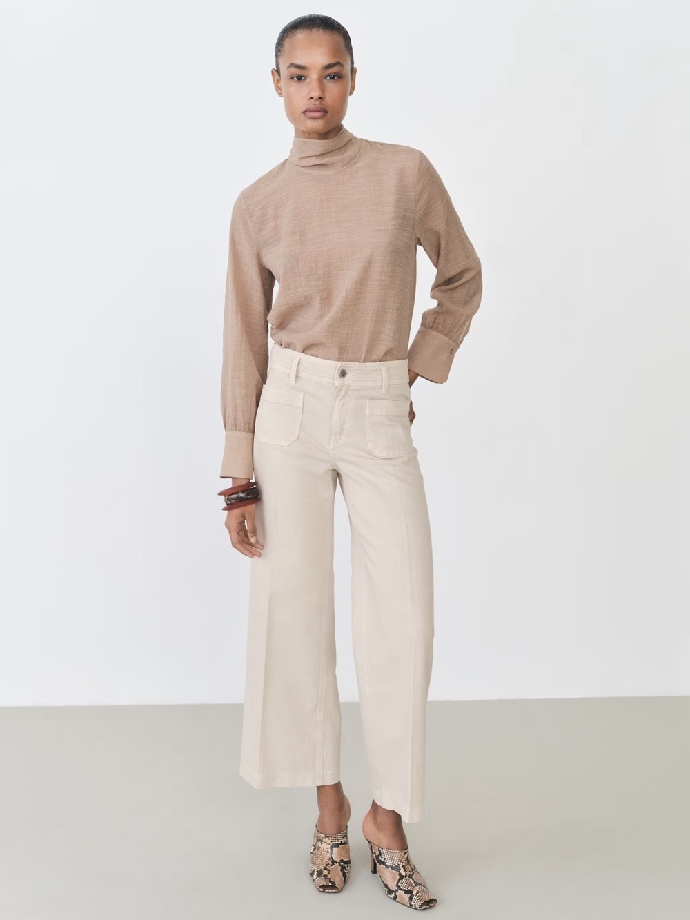 Mango Cream Wide-Leg denim